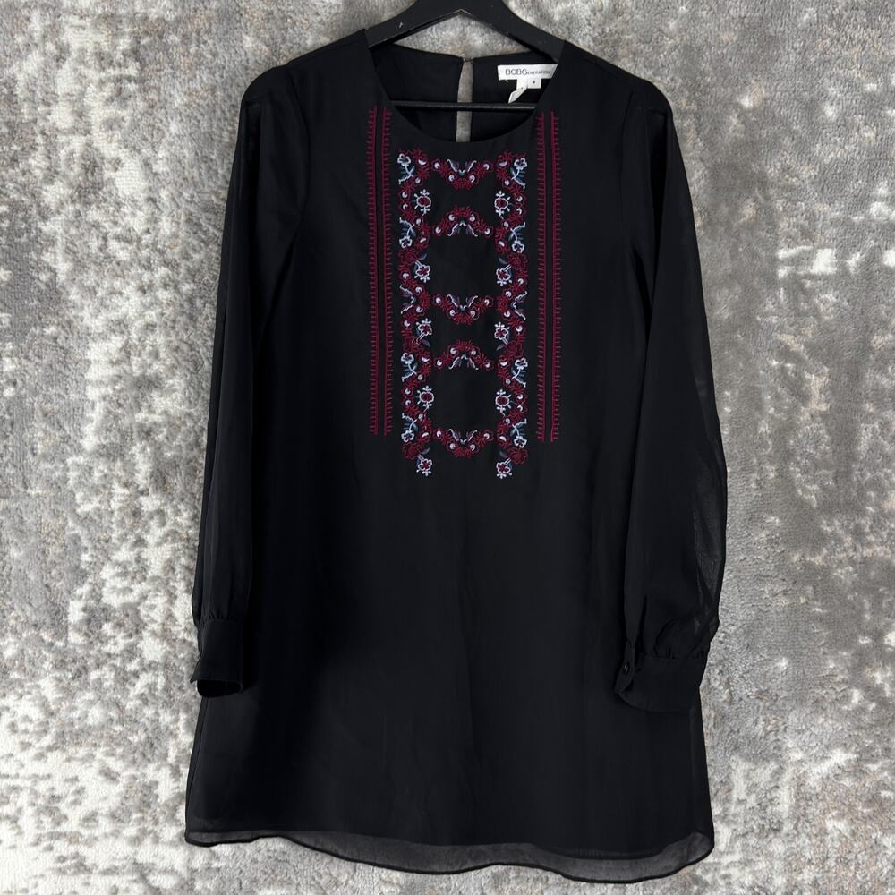 BCBGeneration Size S Witchy Whimsigoth Mini Tunic Dress Black Long Sleeve Lined